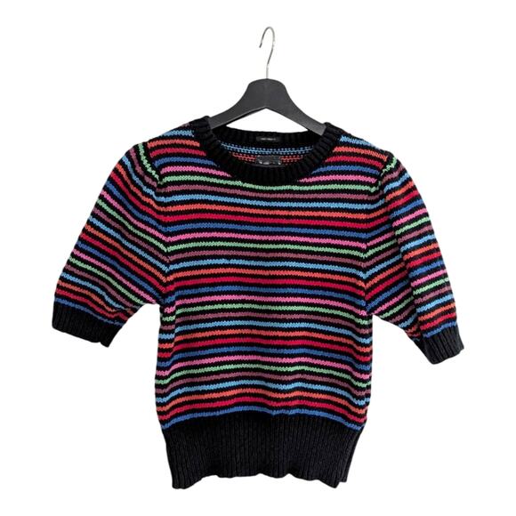 MOTHER The Powder Puff short sleeve striped sweater in Lite Bright stripe, Small - Picture 5 of 7